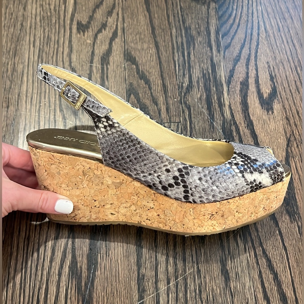 No Flaws Jimmy Choo Snake Print Print Sling Back … - image 2
